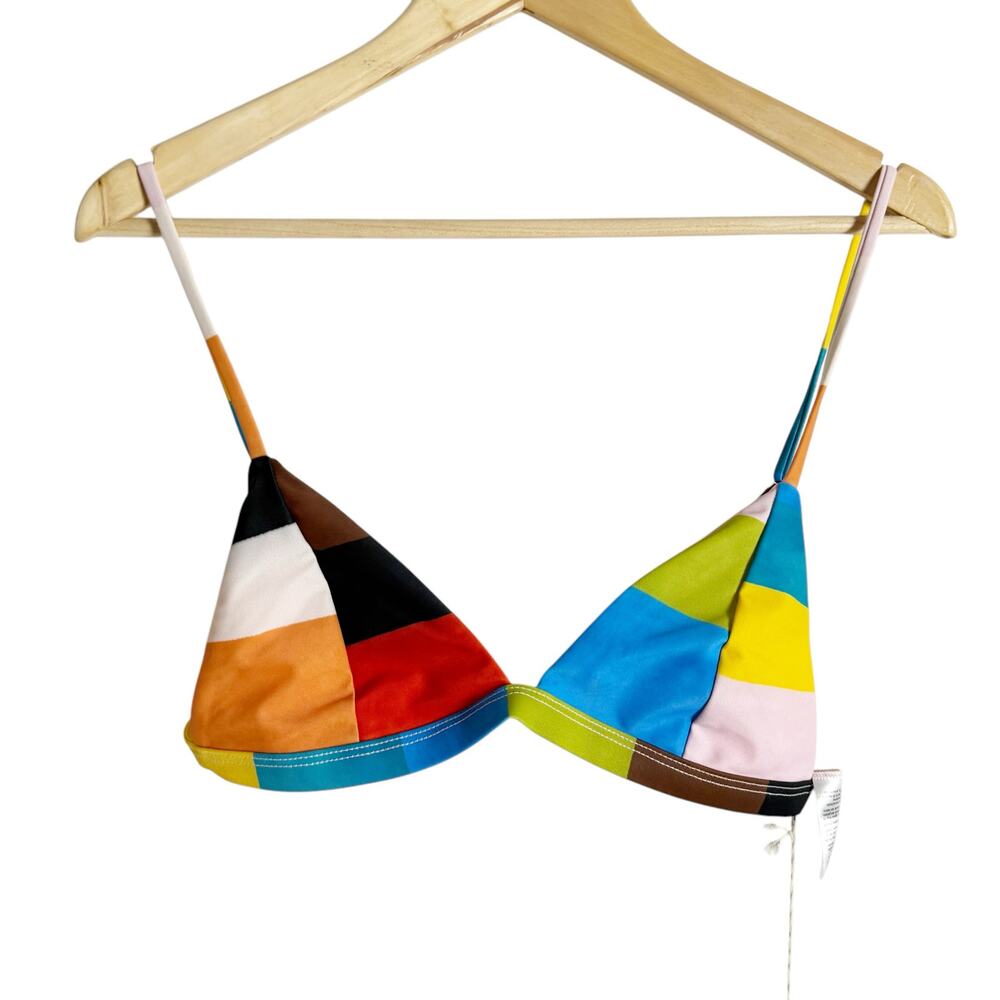 Mara Hoffman Astrid Multicolor UPF 50 Triangle Bikini Swimsuit Top Size Large